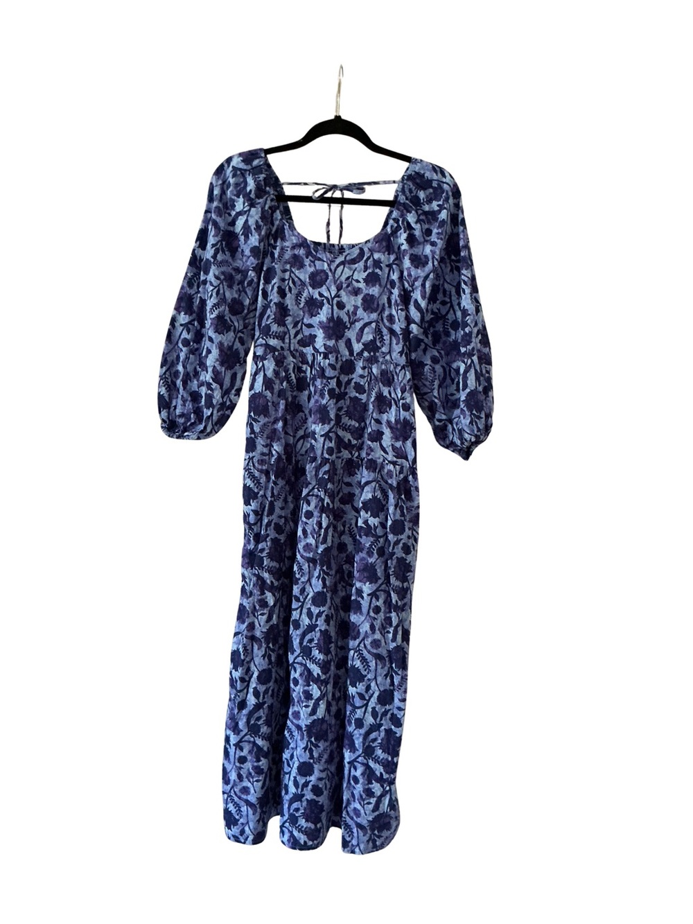 Universal Thread Blue Floral Maxi Dress with Puff Sleeves